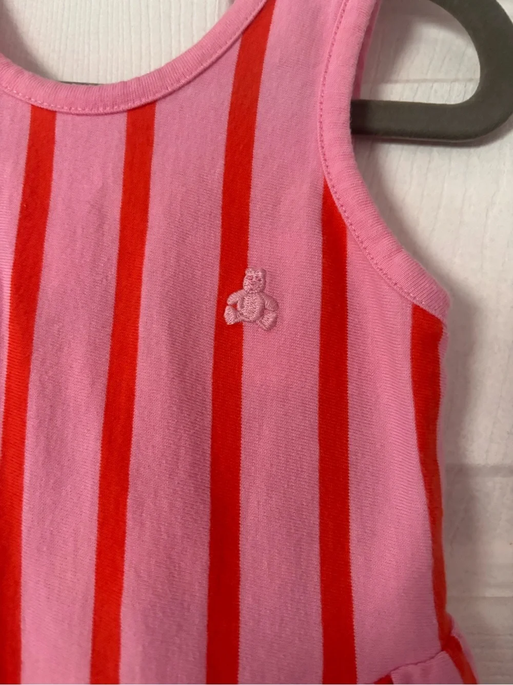 GAP Pink and Red Striped Sleeveless Jumpsuit